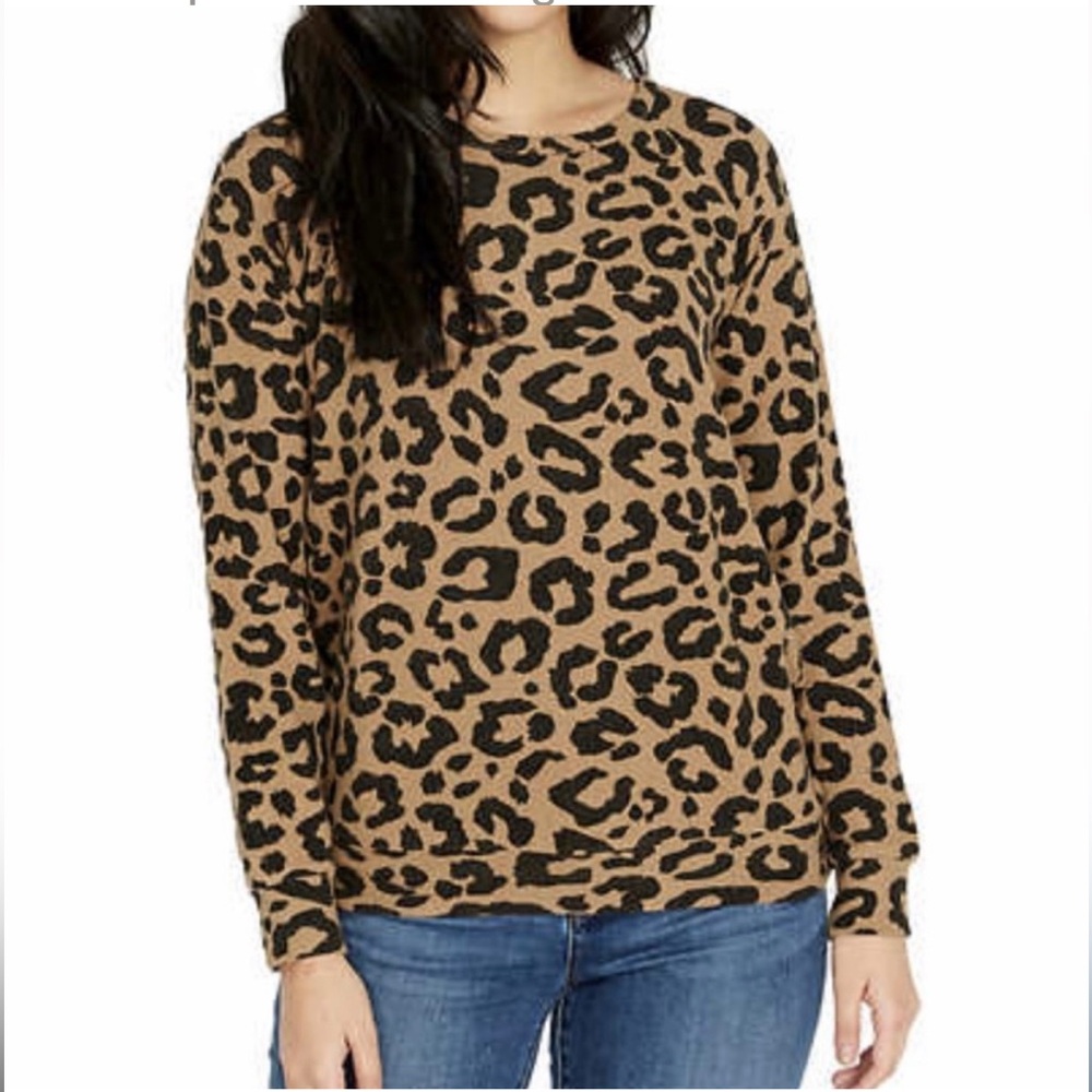 Buffalo David Bitton Leopard Print Cozy Pullover Sweater Cheetah Gold XS